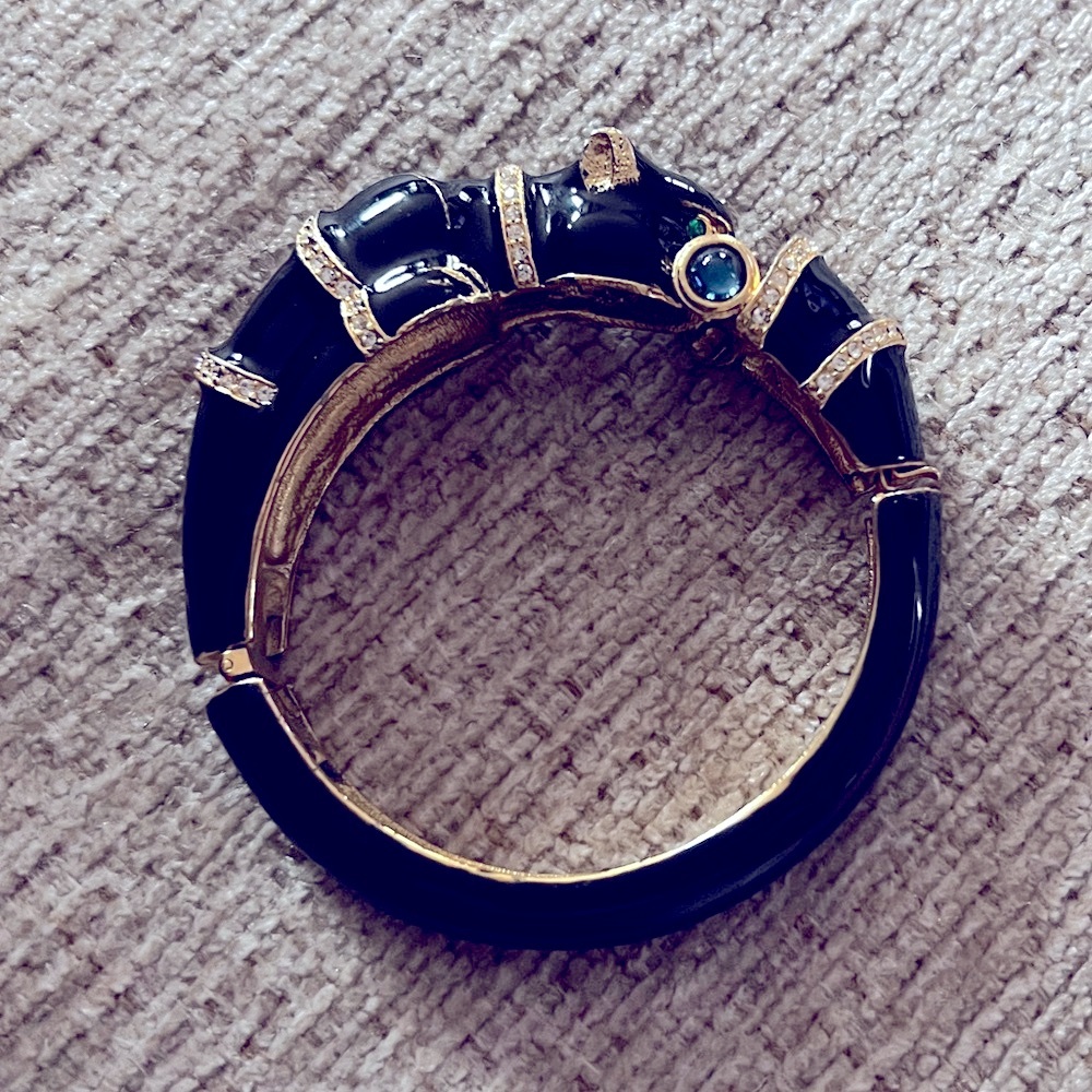 Vintage Enameled Black Panther Bracelet